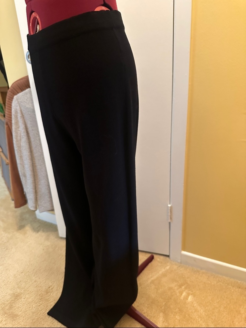 St. John Evening Black Wide-Leg Knit Pants Elegant - Picture 6 of 14